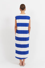 Jardin Stripe Tshirt Dress - Azul