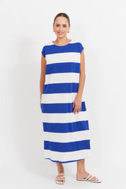 Jardin Stripe Tshirt Dress - Azul