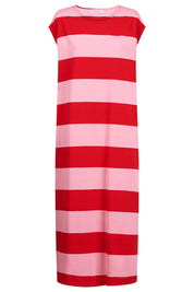 Jardin Stripe Tshirt Dress - Garnet