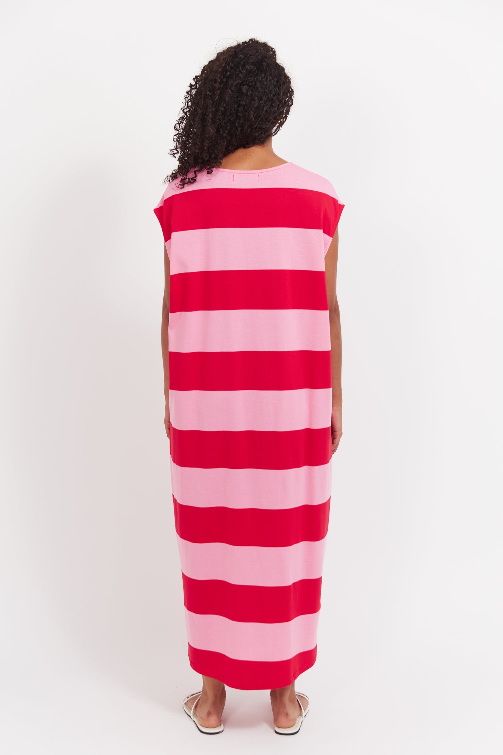 Jardin Stripe Tshirt Dress - Garnet
