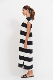 Jardin Stripe Tshirt Dress - Black