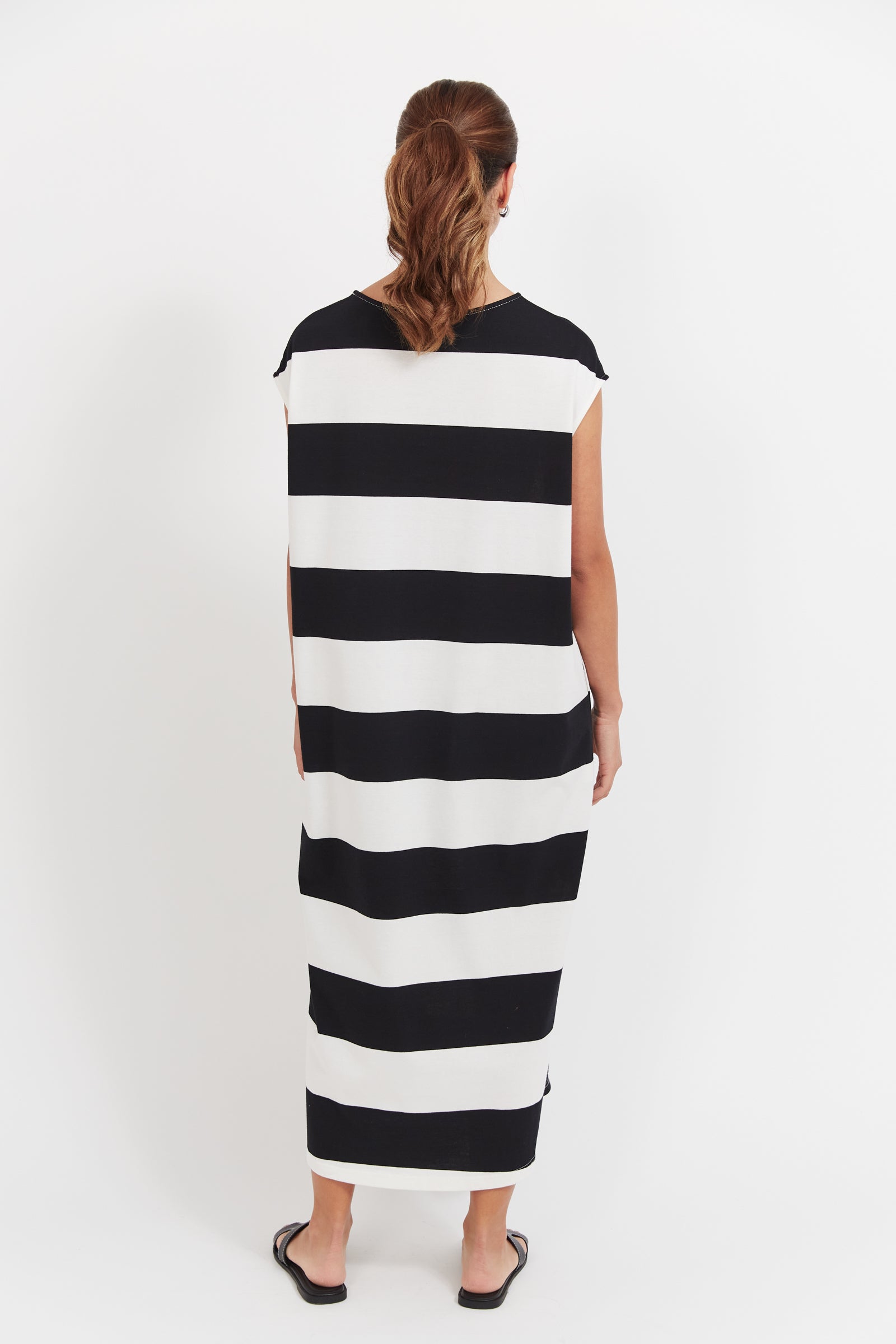 Jardin Stripe Tshirt Dress - Black