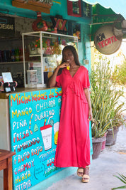 Jardin Frill Maxi Dress - Garnet