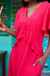 Jardin Frill Maxi Dress - Garnet