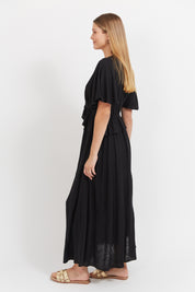 Jardin Frill Maxi Dress - Black