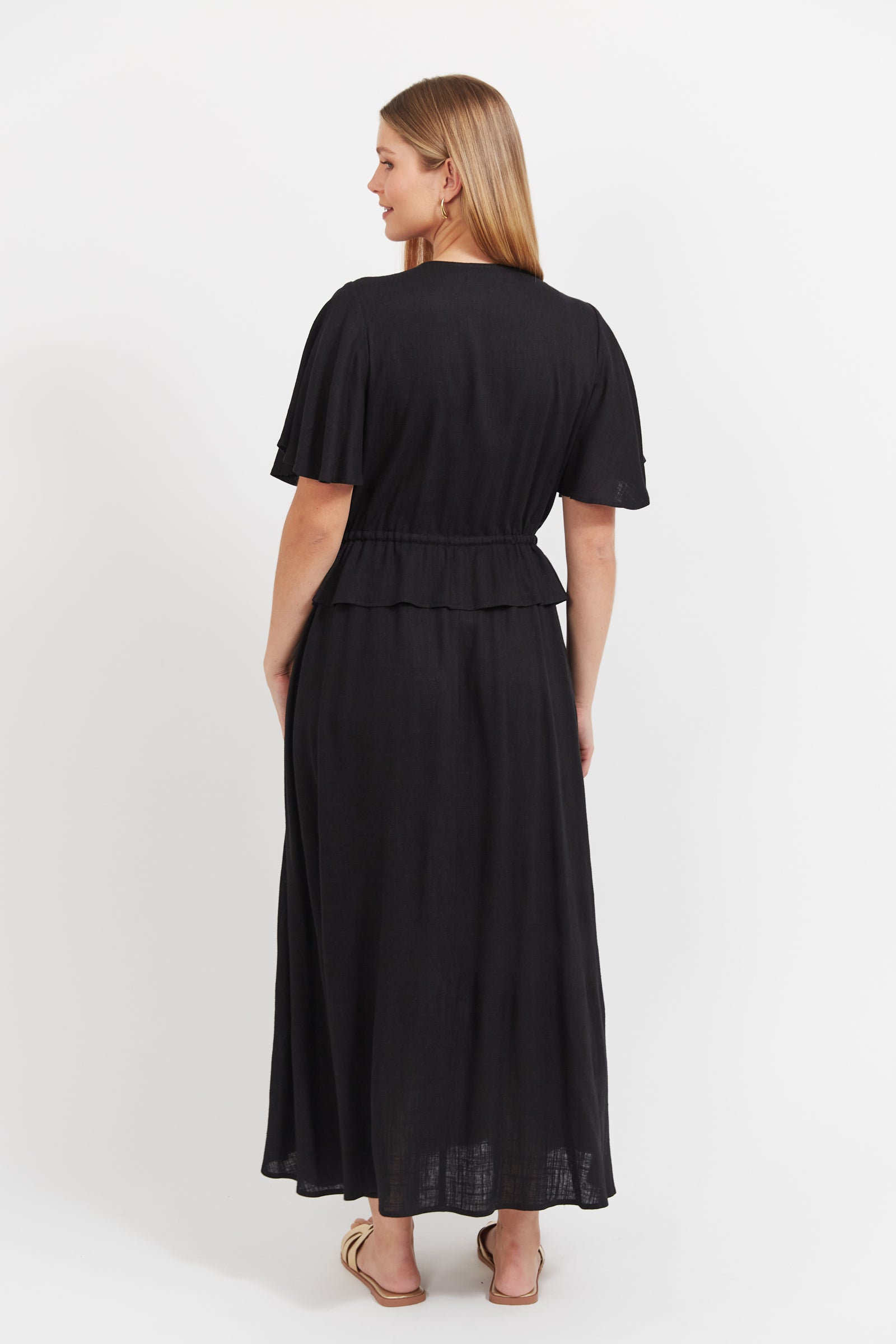 Jardin Frill Maxi Dress - Black