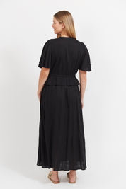 Jardin Frill Maxi Dress - Black