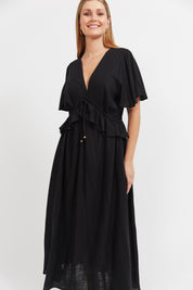 Jardin Frill Maxi Dress - Black