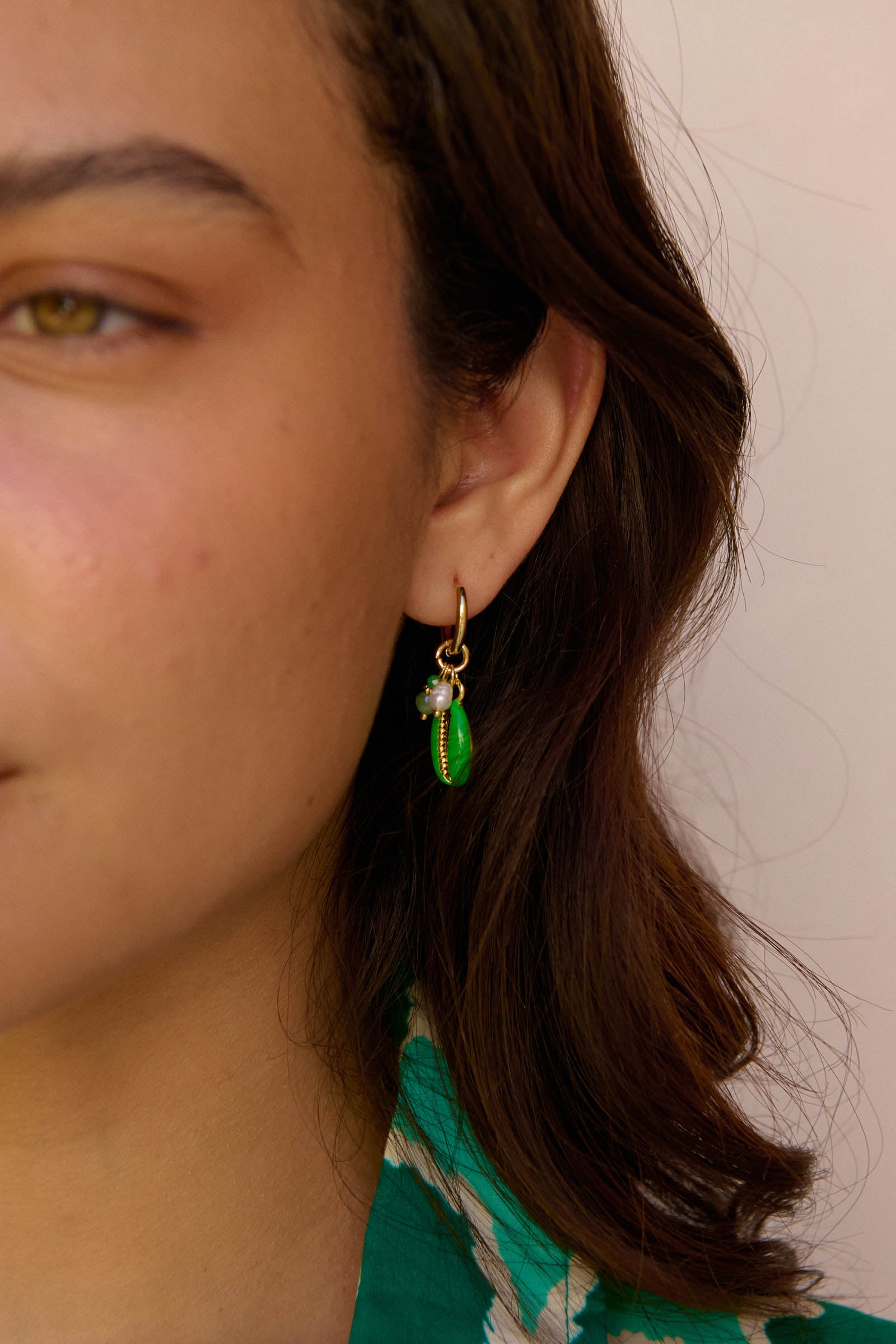 Montego Cowrie Earring - Green