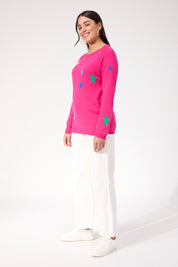 Vermont Star Crew Jumper - Hot Pink