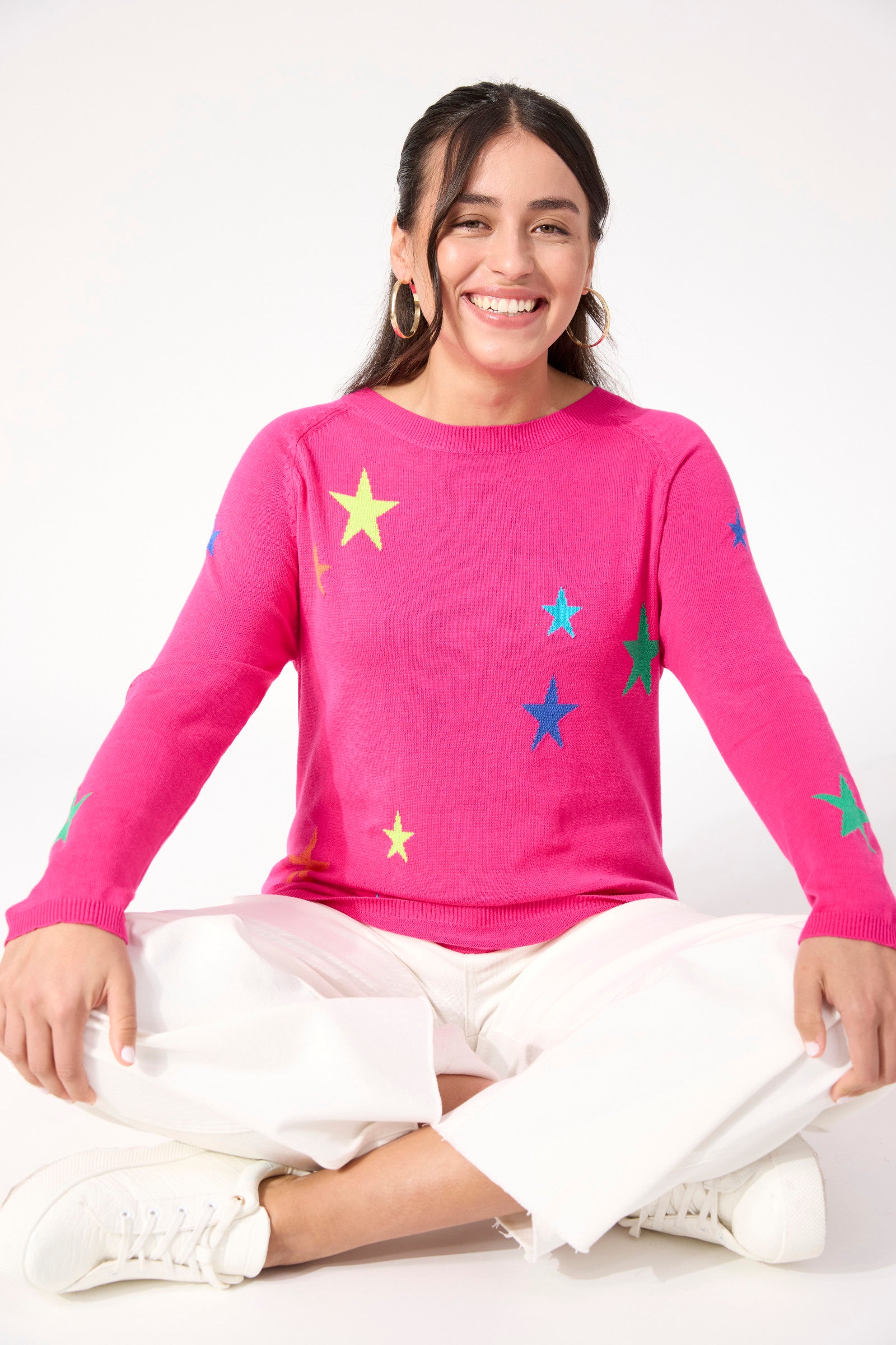Vermont Star Crew Jumper - Hot Pink