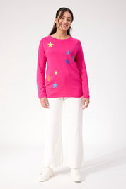 Vermont Star Crew Jumper - Hot Pink