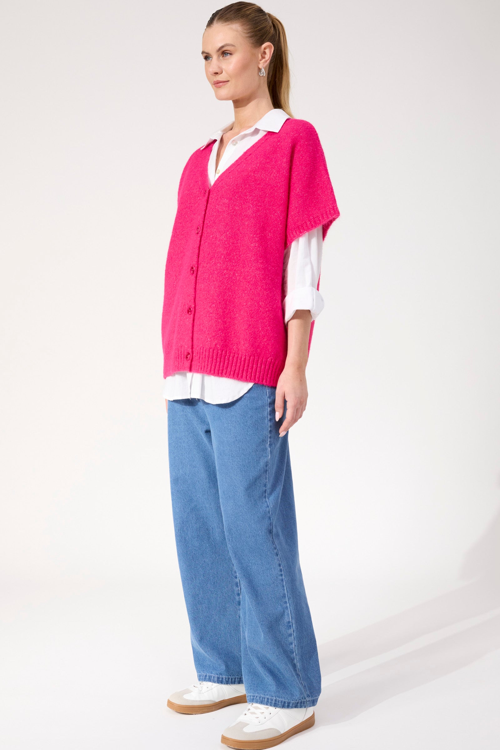 Valenza Knit Vest - Hot Pink
