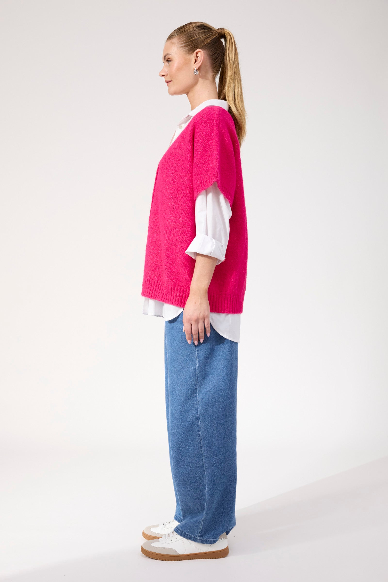 Valenza Knit Vest - Hot Pink