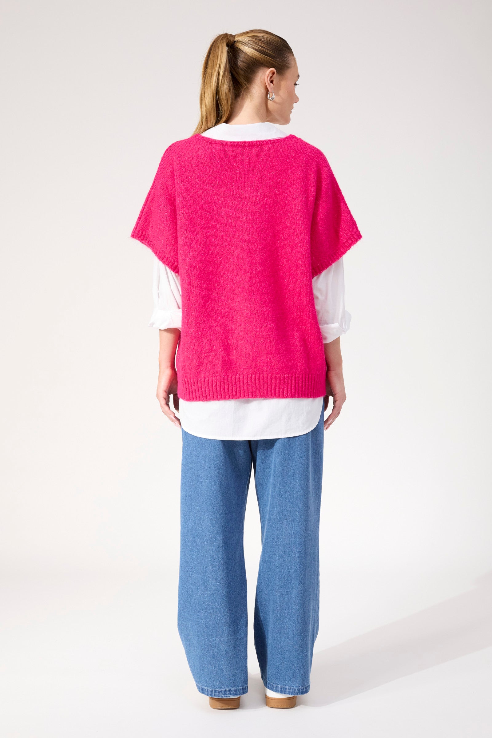 Valenza Knit Vest - Hot Pink