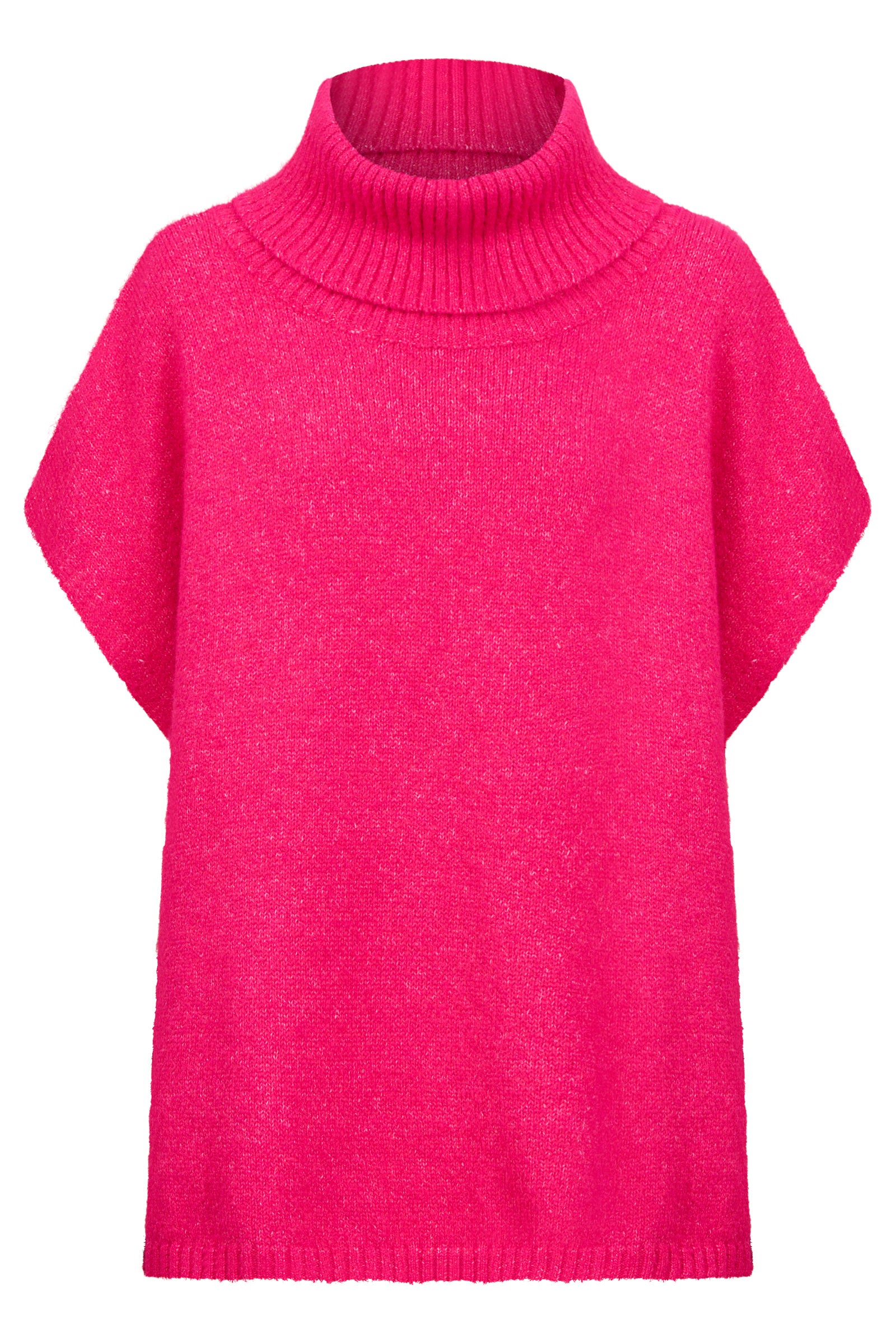 Valenza Knit Poncho - Hot Pink