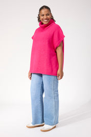 Valenza Knit Poncho - Hot Pink