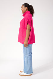 Valenza Knit Poncho - Hot Pink