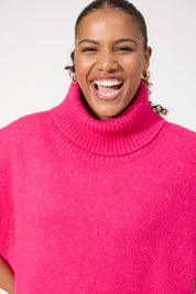 Valenza Knit Poncho - Hot Pink