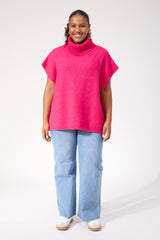 Valenza Knit Poncho - Hot Pink