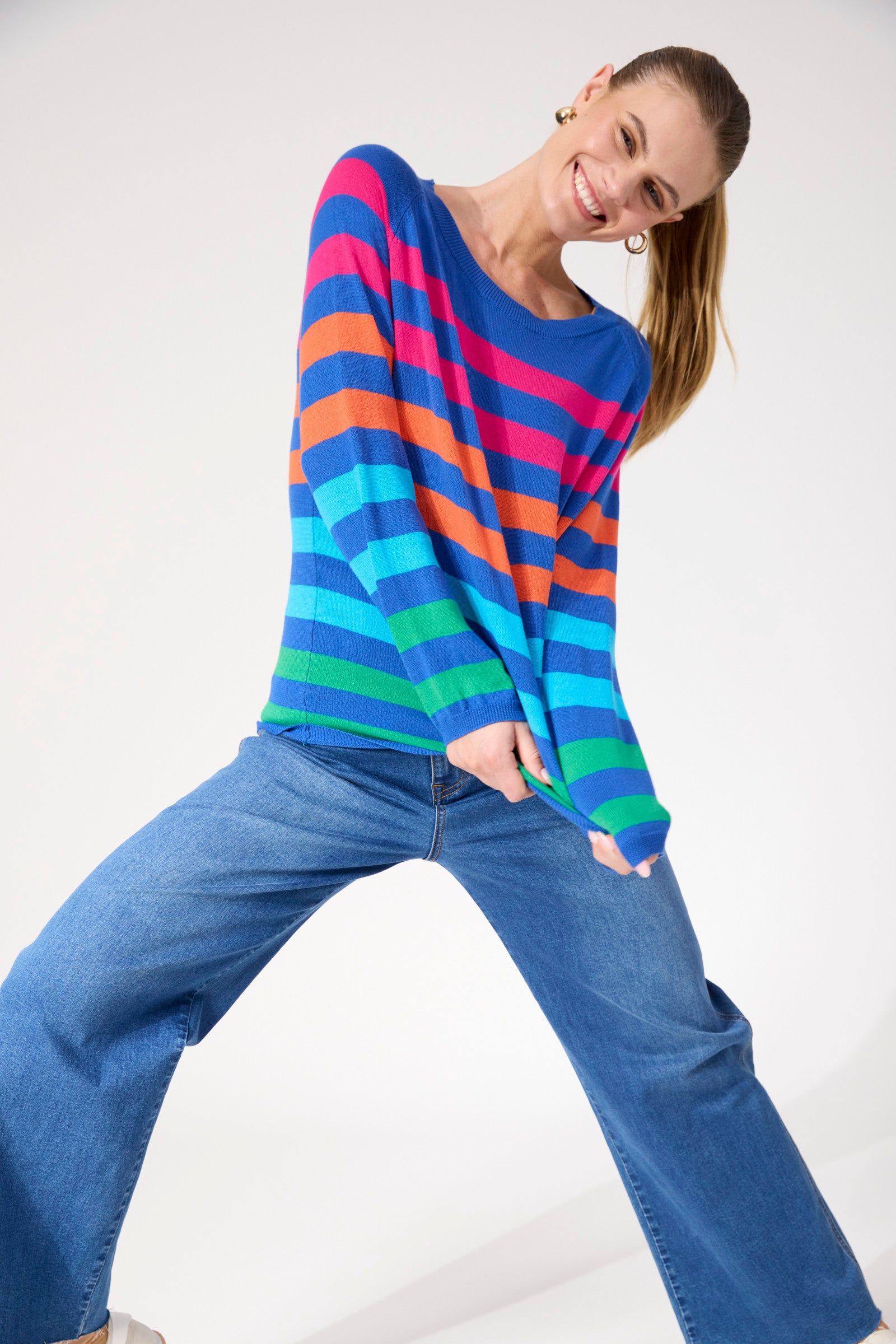 Vermont Stripe Jumper - Cobalt