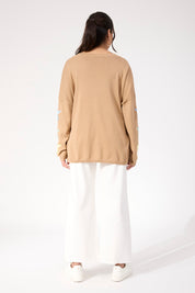 Vermont Star V Neck Jumper - Tan