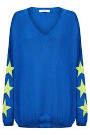 Vermont Star V Neck Jumper - Cobalt