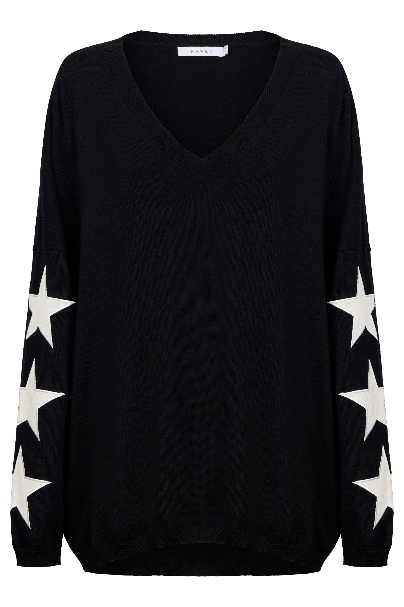 Vermont Star V Neck Jumper - Black
