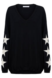Vermont Star V Neck Jumper - Black