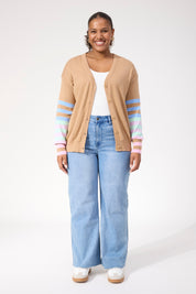 Vermont Stripe Cardigan - Tan