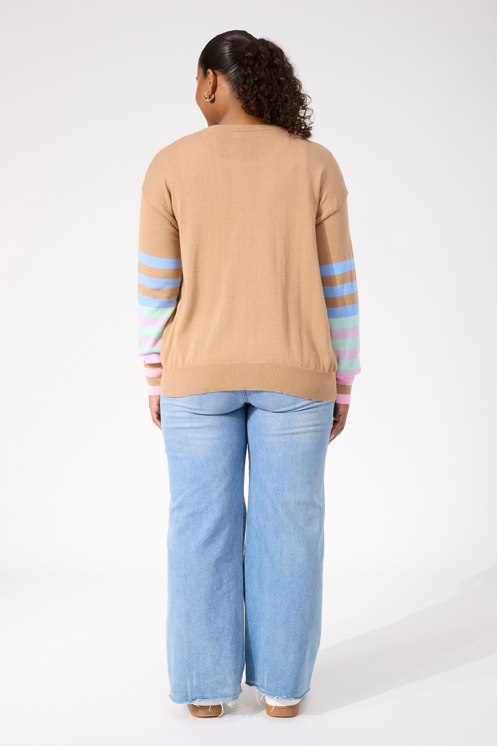 Vermont Stripe Cardigan - Tan