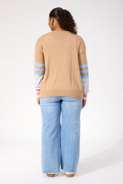 Vermont Stripe Cardigan - Tan