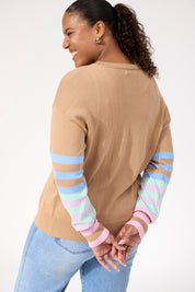 Vermont Stripe Cardigan - Tan