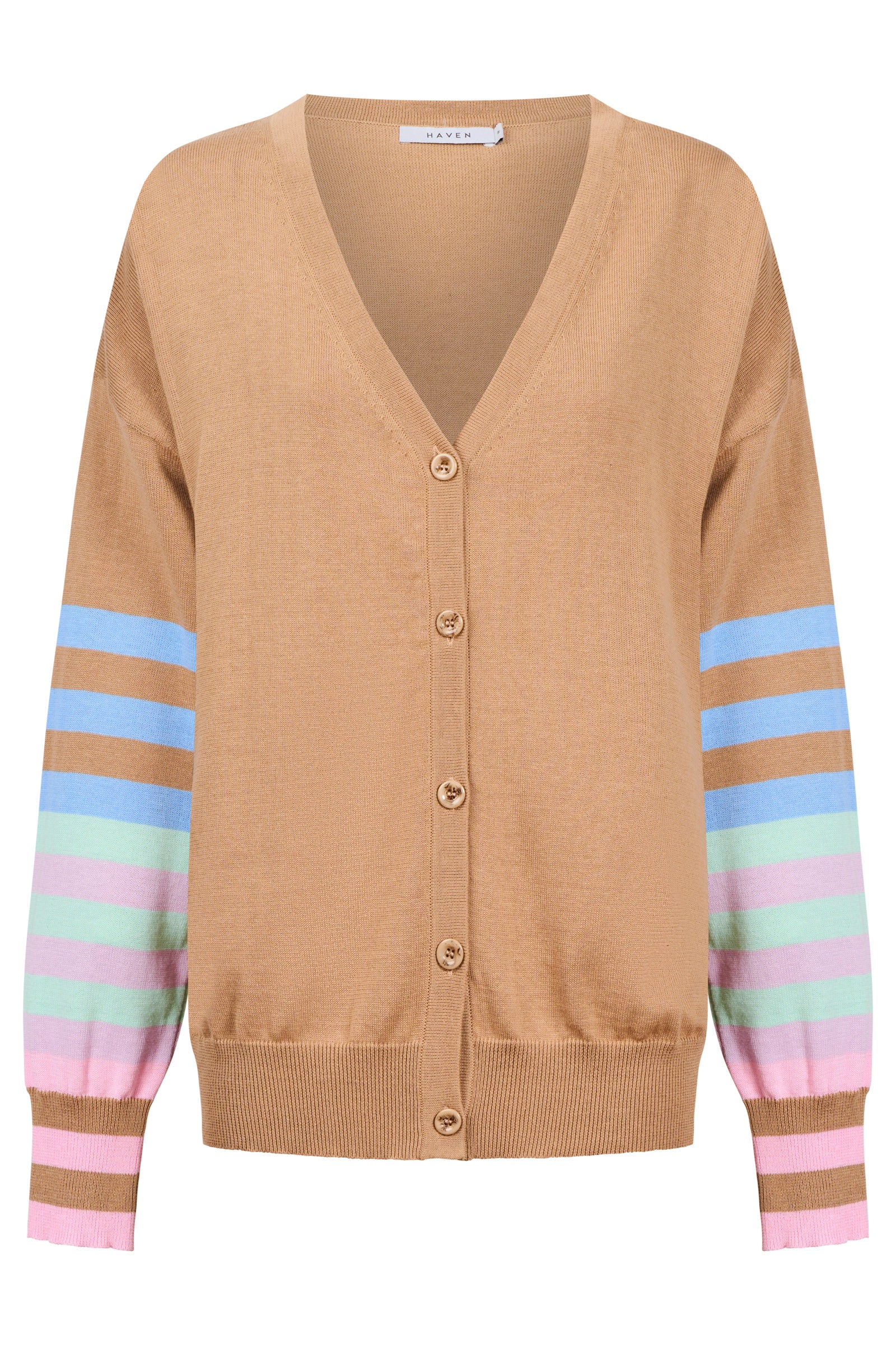 Vermont Stripe Cardigan - Tan