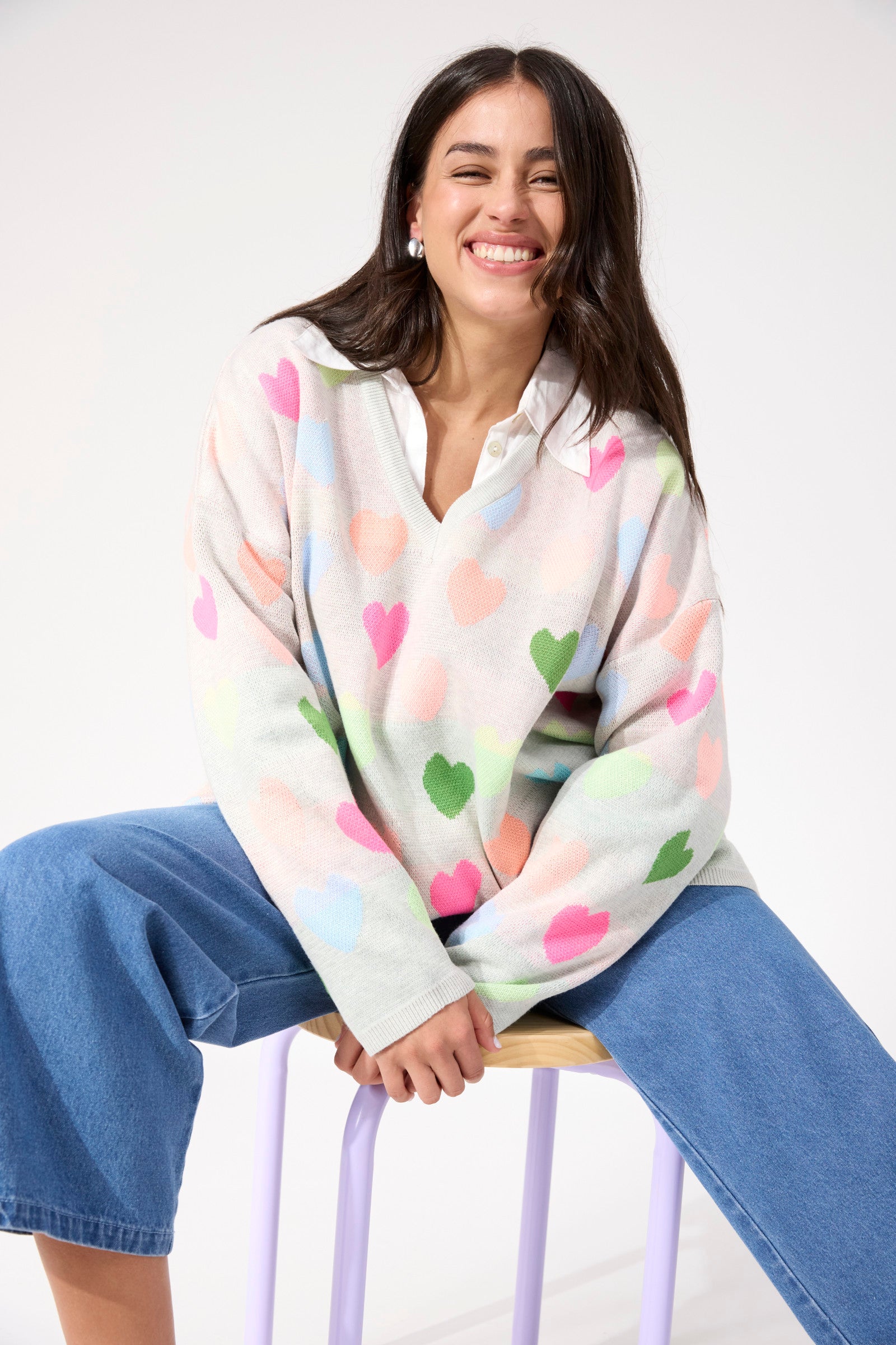 Alaska Relaxed Heart Jumper - Neon