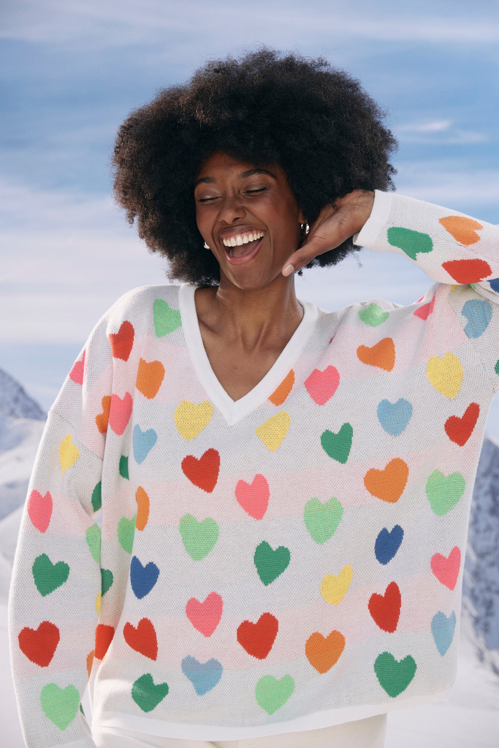 Alaska Relaxed Heart Jumper - Rainbow
