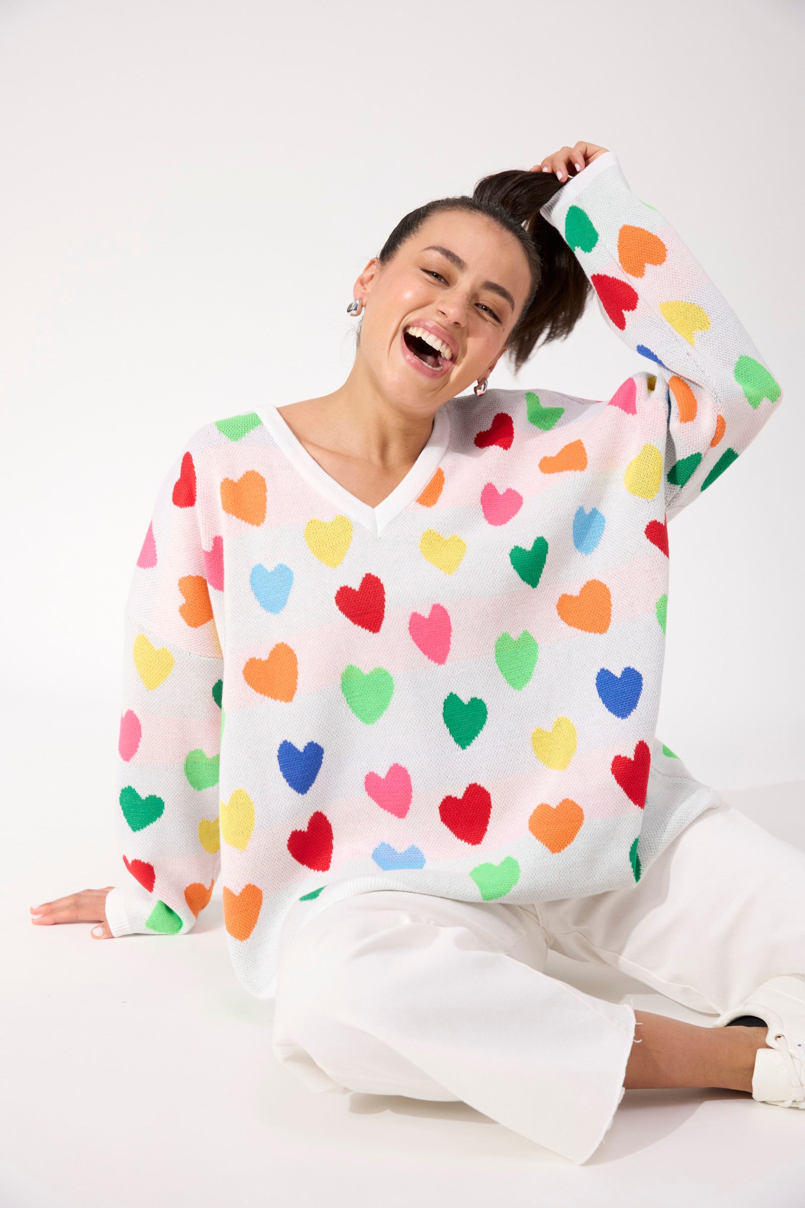 Alaska Relaxed Heart Jumper - Rainbow