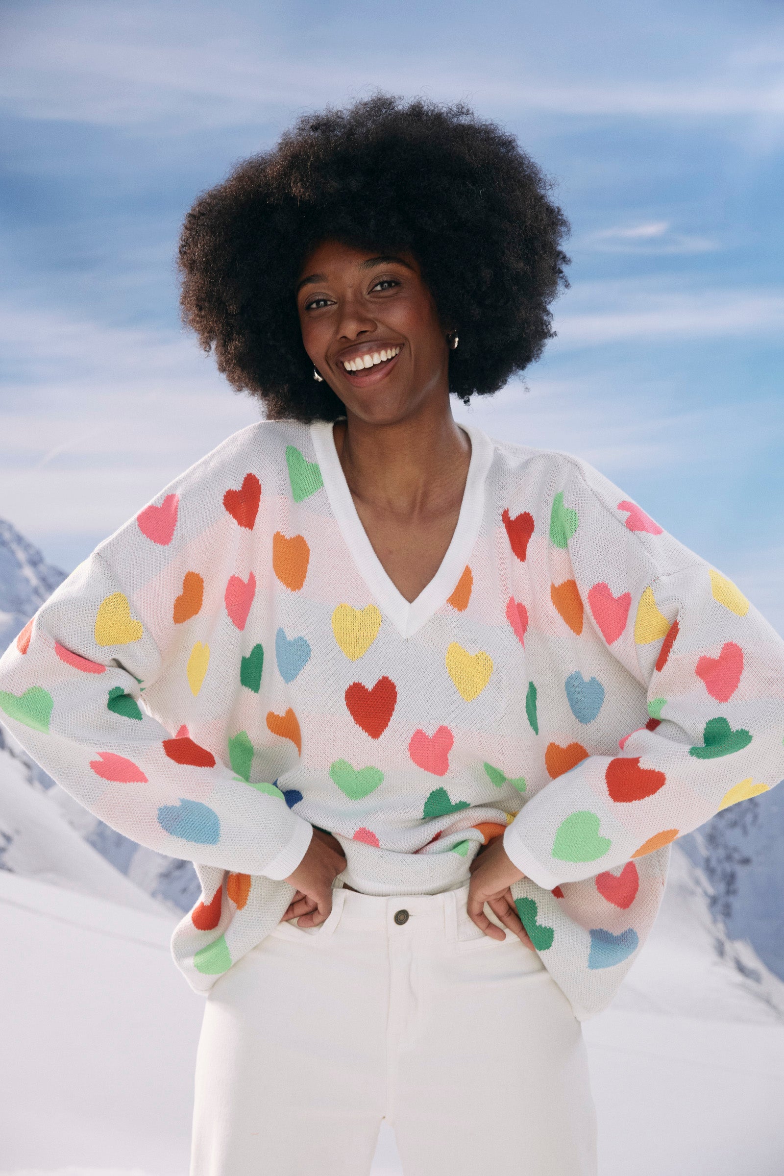 Alaska Relaxed Heart Jumper - Rainbow