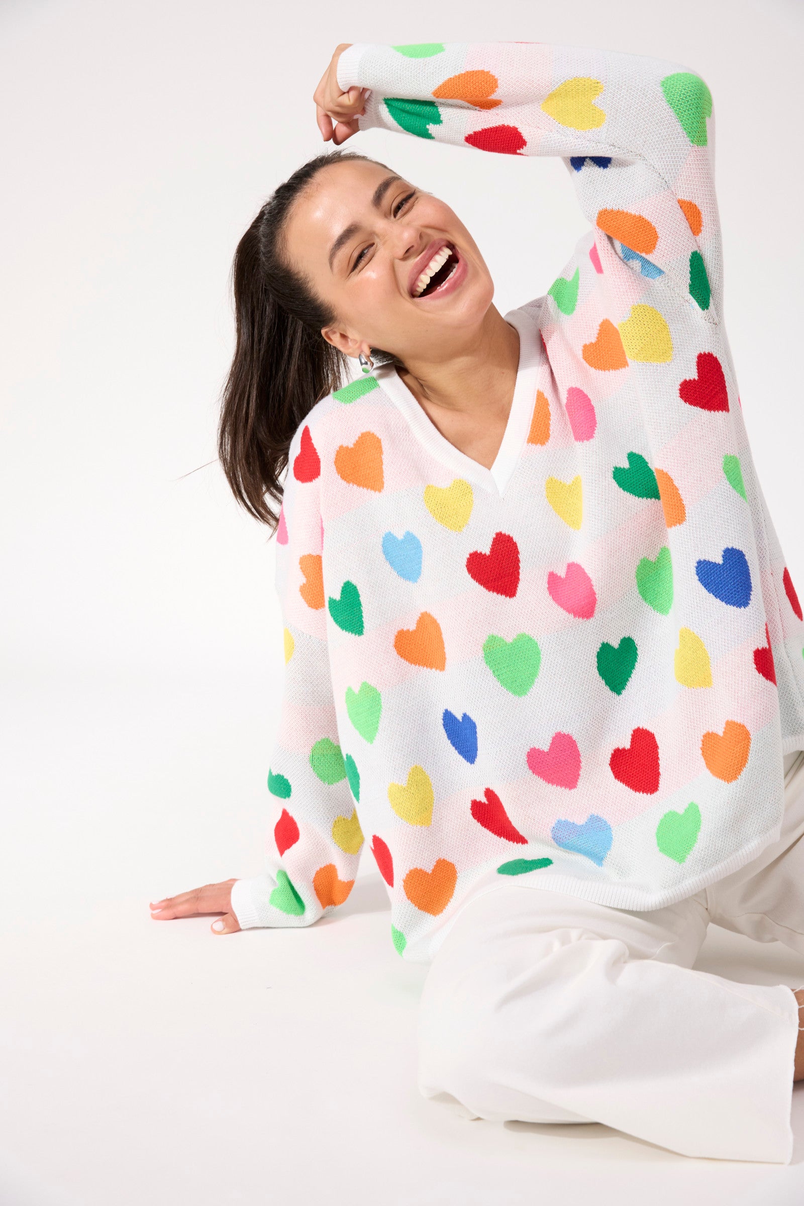Alaska Relaxed Heart Jumper - Rainbow