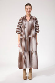 Monterosa Stripe Maxi Dress - Brown