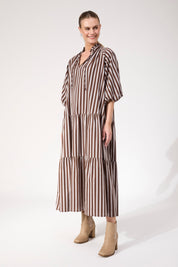 Monterosa Stripe Maxi Dress - Brown