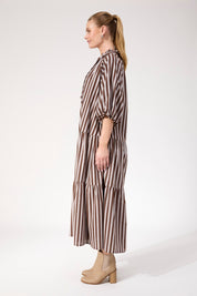 Monterosa Stripe Maxi Dress - Brown