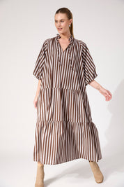 Monterosa Stripe Maxi Dress - Brown