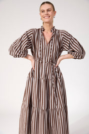 Monterosa Stripe Maxi Dress - Brown