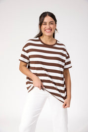 Columbus Stripe Tshirt - Brown