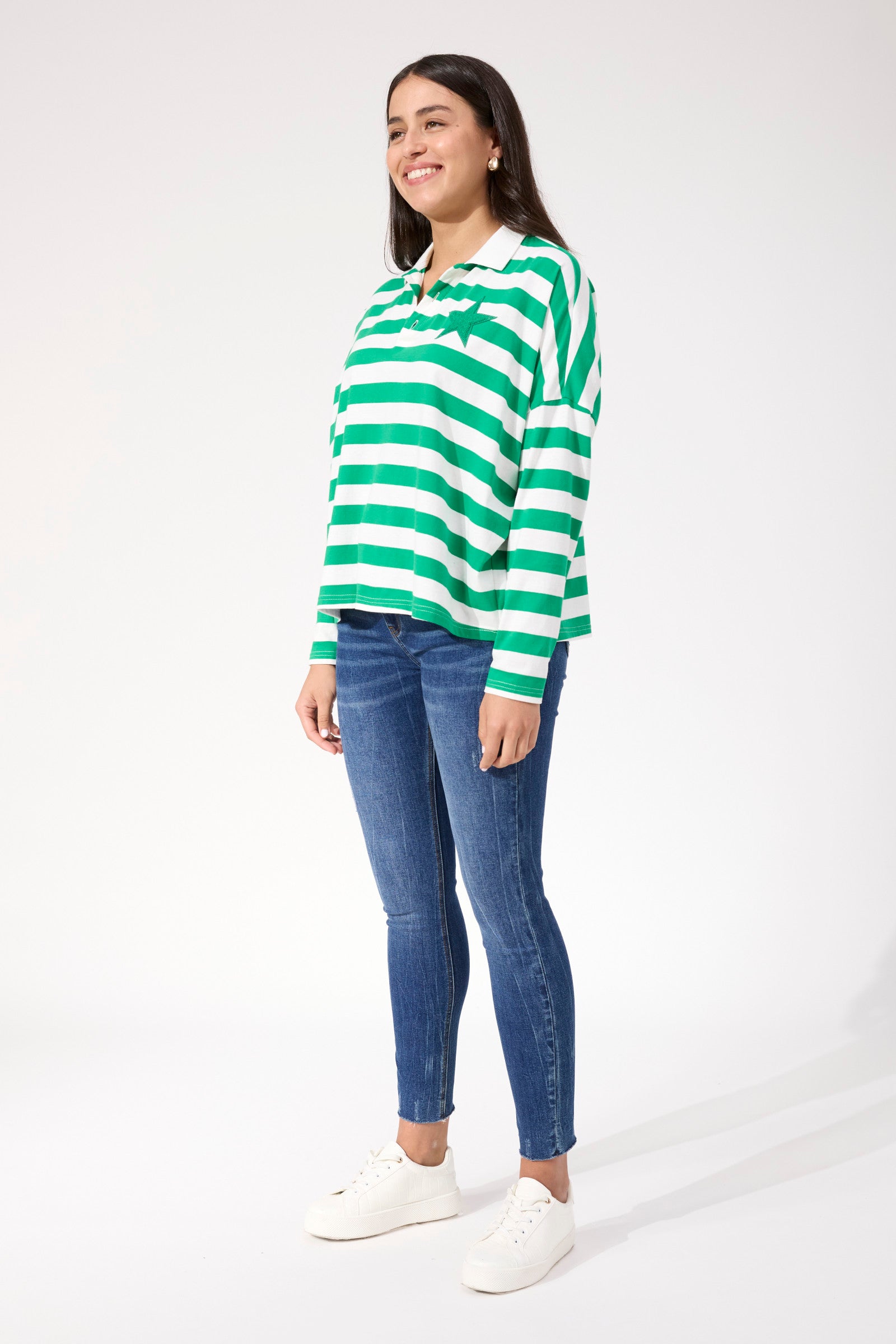 Columbus Stripe Polo Top - Green