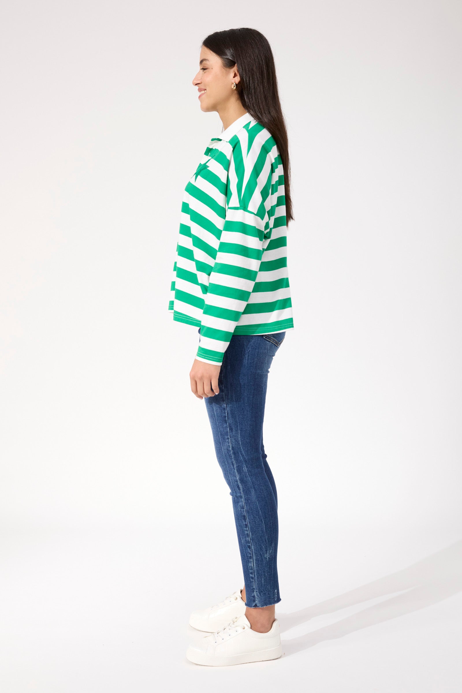 Columbus Stripe Polo Top - Green