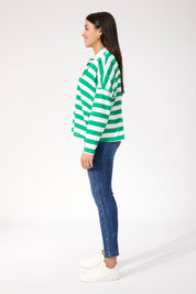 Columbus Stripe Polo Top - Green