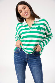Columbus Stripe Polo Top - Green