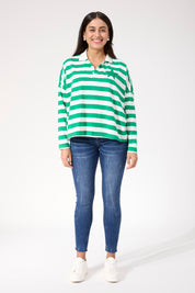 Columbus Stripe Polo Top - Green